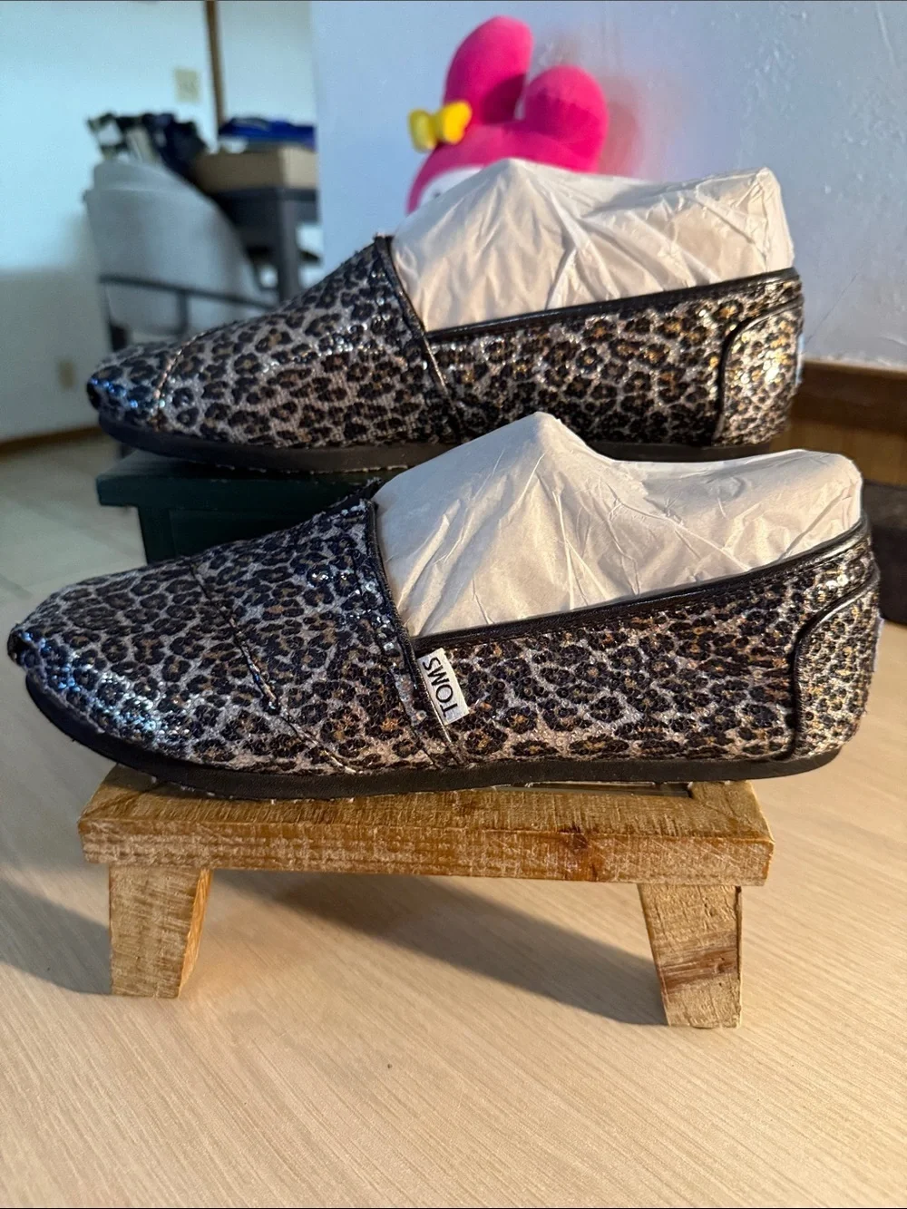 Toms Women’s Classic Panthers Leopard Print Flats - Black, Silver and Tan
